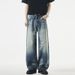 Xintang Men's Loose Straight Leg Jeans High Waist Retro Whiskered Washed Style A-Line Pants New Fashion High Street_mkmklike.com