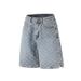 Men's Summer Trendy Loose Jacquard Denim Shorts American Style Washed Retro Distressed Five Point Pants_mkmklike.com