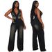 Women's Clothing Tight Waist Slim Elastic Washed Denim Jumpsuit Halter Neck Loose Jumpsuit_mkmklike.com