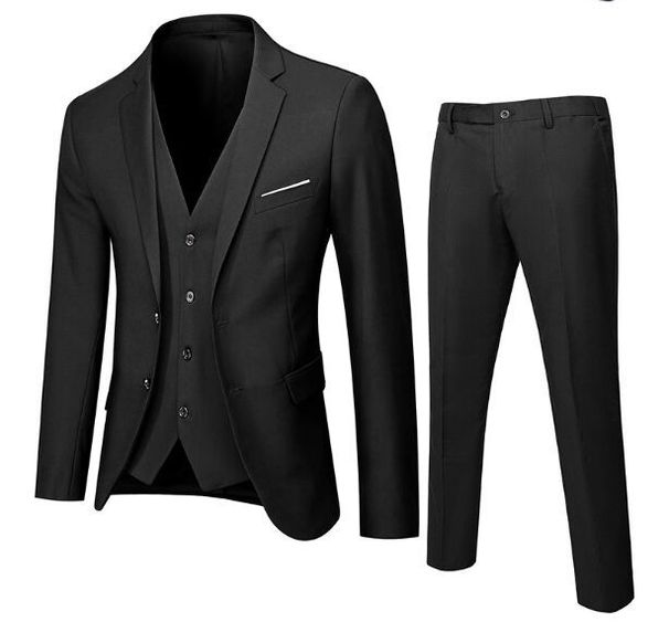 High Quality Men Suit Set Blazers Business 3 Pieces Formal Vest Pants Full Coats 2024 Wedd Elegant Jackets Free_mkmklike.com