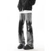 American High Street Vibe Feng Shui Wash Tie Dye Niche Jeans Men's Trendy Brand Slim Fit Slimming Slightly Curved Knife_mkmklike.com