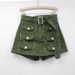 Personalized Pocket Zipper Design Army Green Denim Skirt Pants Women's Summer High Waist A Line Slim Two Piece Hip Skirt_mkmklike.com