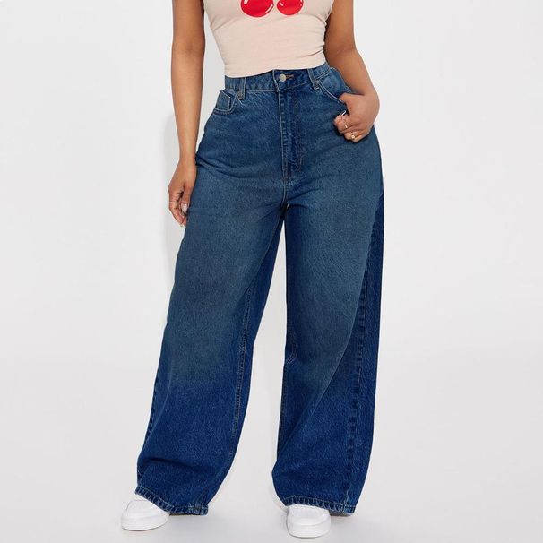 High Waist Wide Leg Flare Jeans For Women - Stretchy Denim Pants With Comfortable Fit, Deep Blue Washed Casual Trousers_mkmklike.com