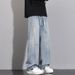 "Men's Loose Fit Straight Leg Jeans – Vintage Washed Distressed Denim Pants For Casual & Streetwear"_mkmklike.com
