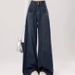 Plus-Size Relaxed Fit Jeans For Women – High-Waisted Wide-Leg Denim Pants With Flannel Lining (Dark Blue, S-2xl)_mkmklike.com