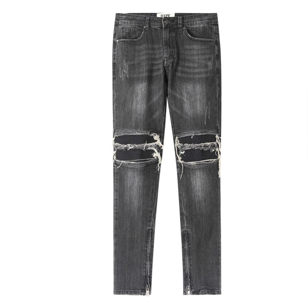 2027 Fashion European-USA High Street Hip-Hop Vintage Jeans Men Mid Waist Broken Hole Leg Zipper Straight Type Washed Denim Pants S-3XL_mkmklike.com