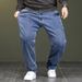 Spring And Summer New Jeans Men's Loose Casual Jeans Men's Elastic Splicing Versatile Straight Jeans Men_mkmklike.com