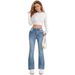 Women's Clothing High Waist Flared Jeans - Vintage Light Blue Denim Pants With Stretch, Comfort Fit & Street Style_mkmklike.com