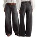 Women's Stretch mid Rise Wide Leg Jeans Casual Solid Color Straight Leg Denim for Spring/Autumn Summer Export to Europe And America_mkmklike.com