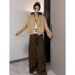 Women's Maillard Brown Wide-Leg Jeans 2025 Spring And Autumn New High-Waisted Loose Slimming Draped Floor-Length_mkmklike.com