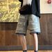 Men's Summer Casual Shorts - Ripped Hem Denim Cargo Shorts With Elastic Waist, Streetwear Fashion For Teens & Young Adults (S-3XL)_mkmklike.com