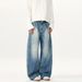 Deconstructed Curved Hem Jeans - Vintage Washed American Retro Banana Fit Men's Trousers With Asymmetrical Design_mkmklike.com