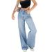 Men's & Women's Vintage Washed High-Waisted Loose Fit Jeans – 90s Retro Wide Leg, Comfort Stretch Cotton (Blue, S-2XL)_mkmklike.com