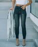 Women’s Clothing autumn and winter new style street trendy ordinary washed black frayed hem jeans for women_mkmklike.com