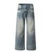 American Style Washed Jeans For Men Loose Trendy Brand Casual Straight Pants Draped Cool Wide-Leg Long Trousers_mkmklike.com