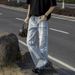 Men's Graffiti Print Distressed Jeans – Vintage Washed Denim Pants With Streetwear Style For Hip-Hop & Urban Fashion_mkmklike.com