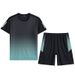 men's quick-drying summer ice silk thin running suit plus fat large size loose casual wear short-sleeved two-piece suit_mkmklike.com
