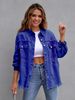 Women's Distressed Denim Jacket Oversized Long Sleeve Casual Shirt Coat In Solid Colors_mkmklike.com