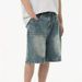 Men's Casual Trendy Denim Shorts Patchwork Washed Retro Design Loose Five Point Pants Summer Fashion_mkmklike.com