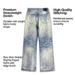 YYJ 25SS Bull King Series 05 Men's A-Line Washed Blue Relaxed Straight Jeans Cleanfit Denim Pants_mkmklike.com