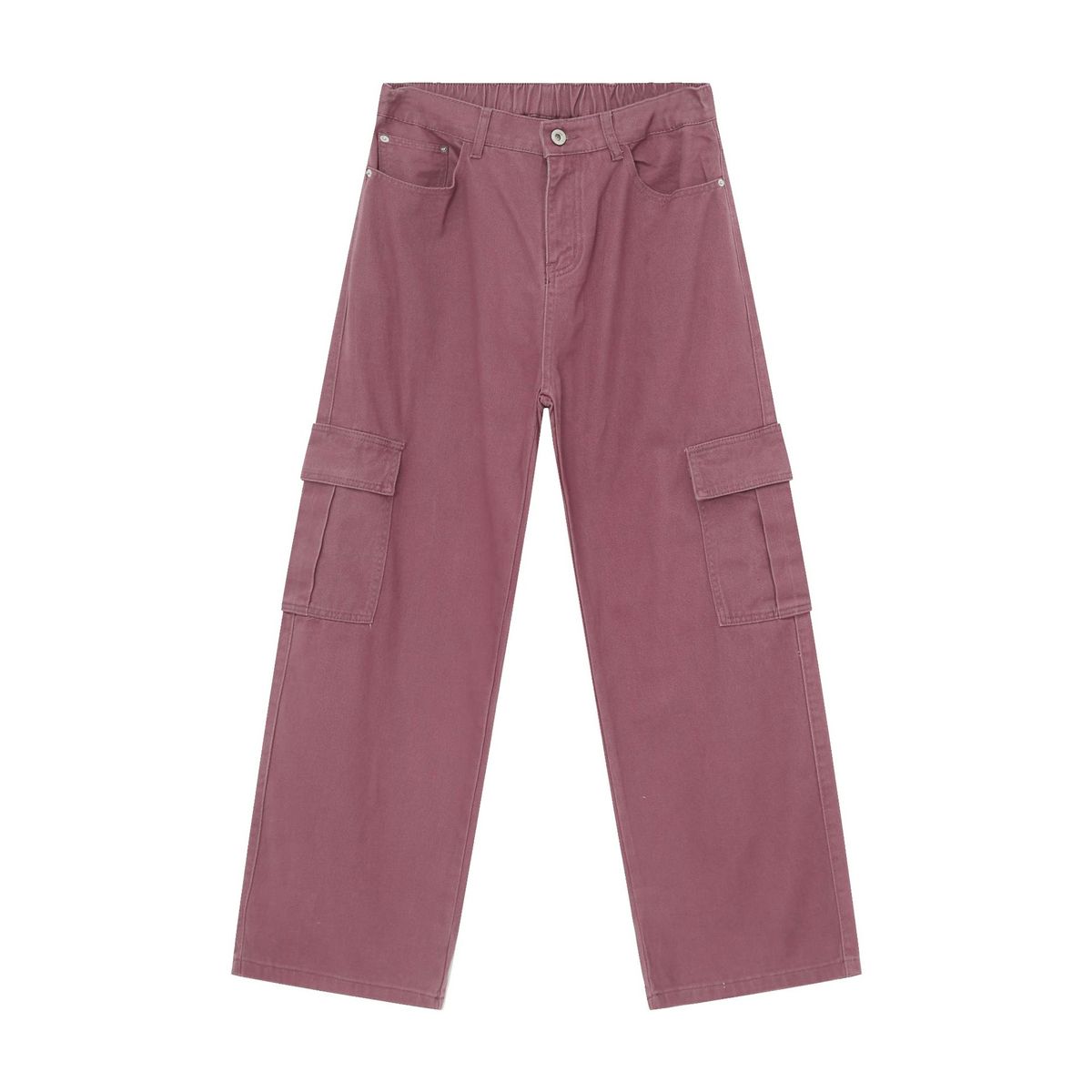 EF JEANS | 2024 New Vintage Simple Large Pocket Color Semi-elastic Waist Overalls Fresh Purple Jeans_mkmklike.com