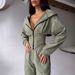 European American Style Autumn Winter Women's Solid Color Waist Cinch Hooded Sweatshirt And Sports Casual Long Pants_mkmklike.com