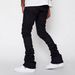 Men's Straight Leg Stretch Denim Jeans With Patchwork Detail - Trendy Streetwear Stacked Pants For Casual & Urban Style (Black, S/M/L/Xl)_mkmklike.com