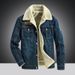 Northfold Men's Youth Autumn Winter Fleece-Lined Casual Denim Coat Loose Plus Size Thickened Multi-Pocket Cotton Jacket_mkmklike.com