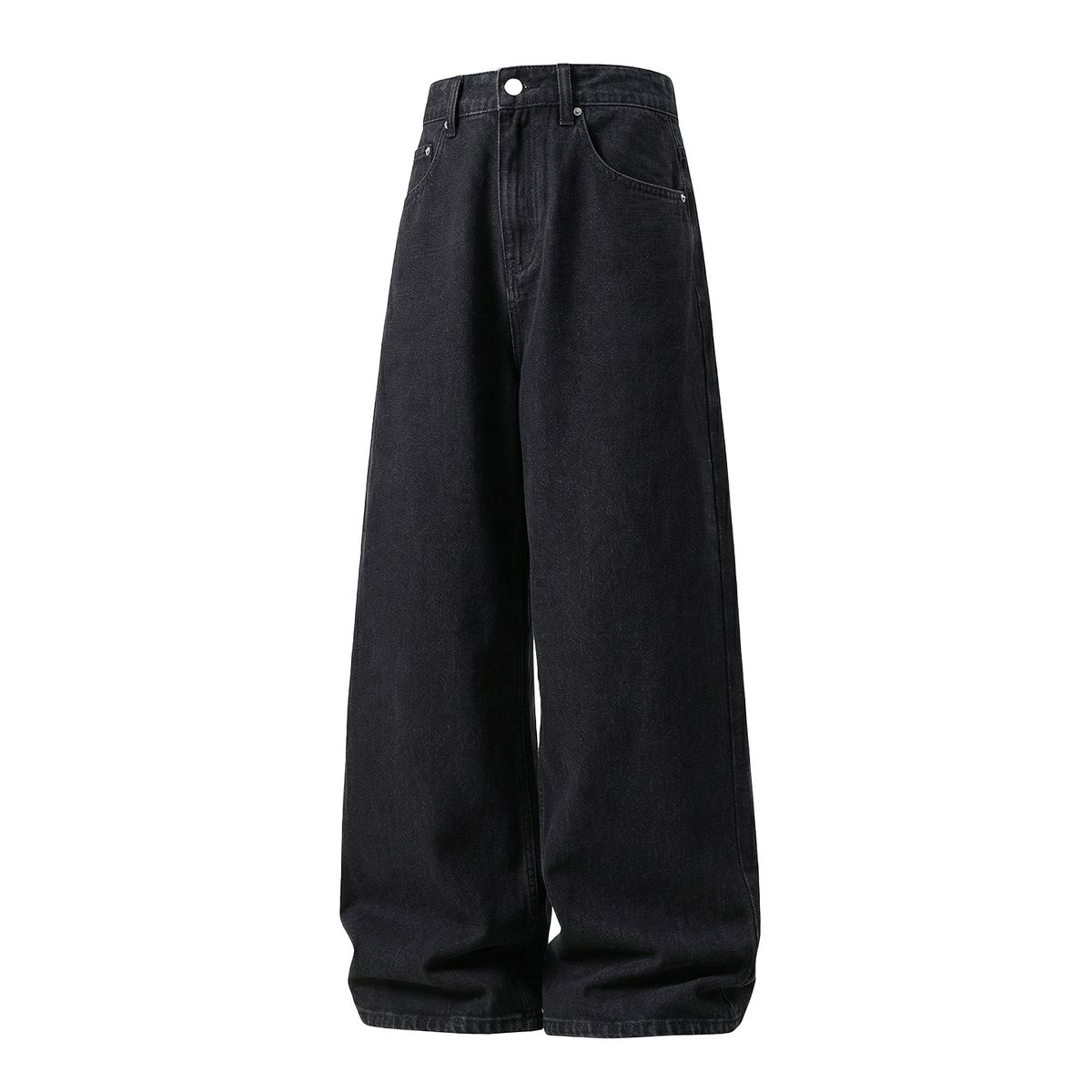Vintage Washed Black Denim Jeans For Men - High Street American Style Relaxed Straight Leg Casual Pants_mkmklike.com