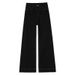 2025 Spring And Autumn Wide-Leg Jeans For Women, Black New Design, Petite Elastic Loose Straight-Leg Floor-Length Pants_mkmklike.com
