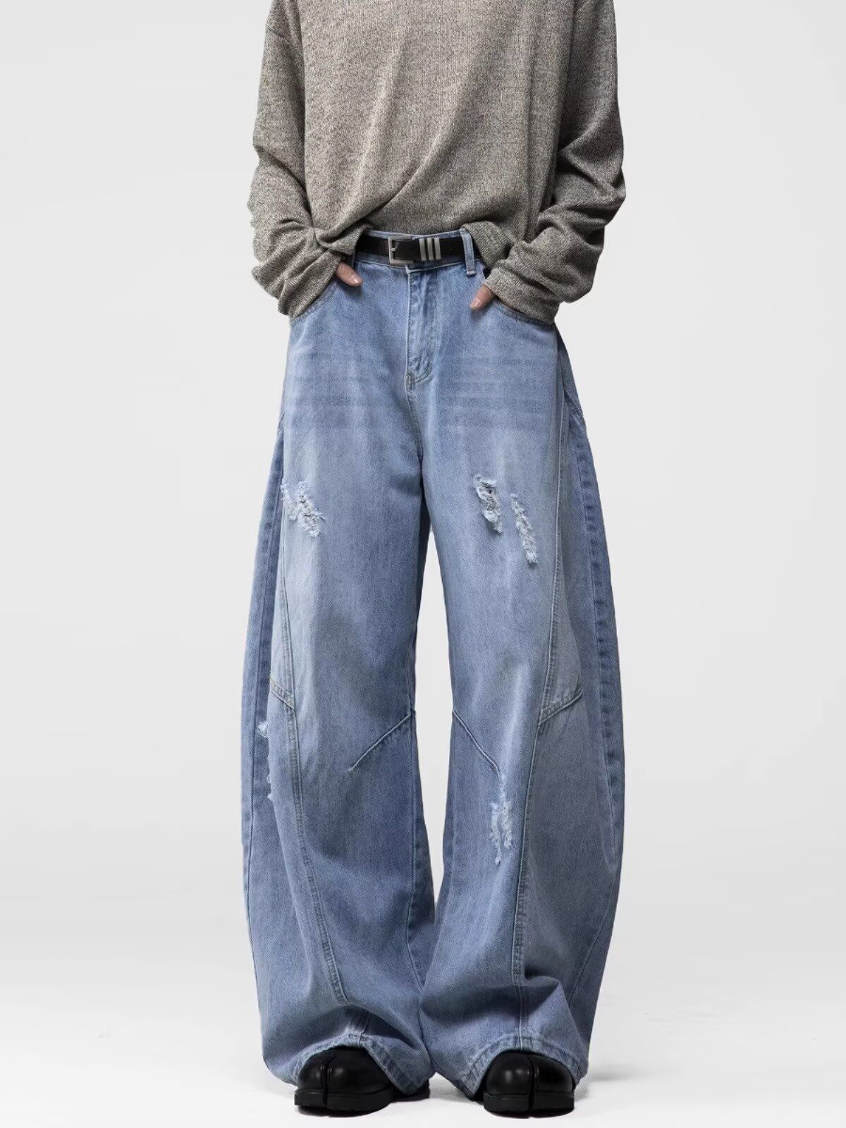 American Style Ripped Jeans For Men Spring Summer Straight Loose Versatile High Street Vintage Scimitar Pants_mkmklike.com