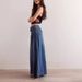Women's Pleated Mid-Rise Wide-Leg Jeans – Tied Waist Relaxed Fit, Casual Streetwear, Cotton-Polyester Blend, S/M/L/XL/2XL/3XL_mkmklike.com