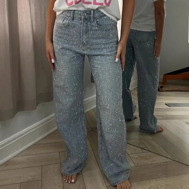 Women's Full Diamond Washed High-Waist Wide-Leg Jeans – Vintage Distressed Denim Pants With Relaxed Fit (Bluish) – Sizes S-5XL_mkmklike.com