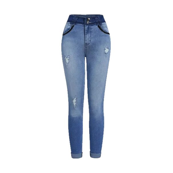 Women's Slim Fit Stretch Jeans Hip Lifting Ripped Skinny Long Pants Sexy European American Style Denim_mkmklike.com