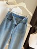 K Nine Point Straight Leg Wide Edge Jeans For Women's New High Waist Slimming Versatile Narrow Leg Pants_mkmklike.com