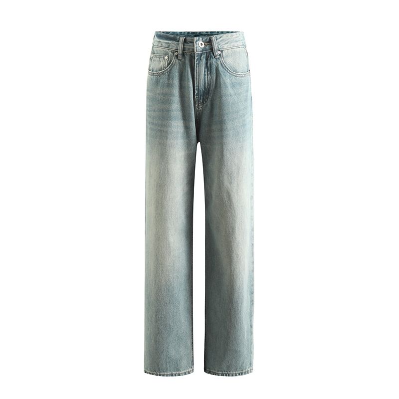 Women’s Clothing New Retro Slim Hip 076H Blue Washed Denim Loose Straight Jeans Female 3072_mkmklike.com