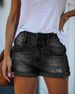 European Style Plus Size Women's High Waist Denim Shorts Elastic Fashion Summer Slimming Hole Design Cotton Shorts_mkmklike.com