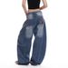 American Retro High Street Star Embroidered Jeans For Women Summer New Loose Casual Scimitar Women's Floor-Length Pants_mkmklike.com