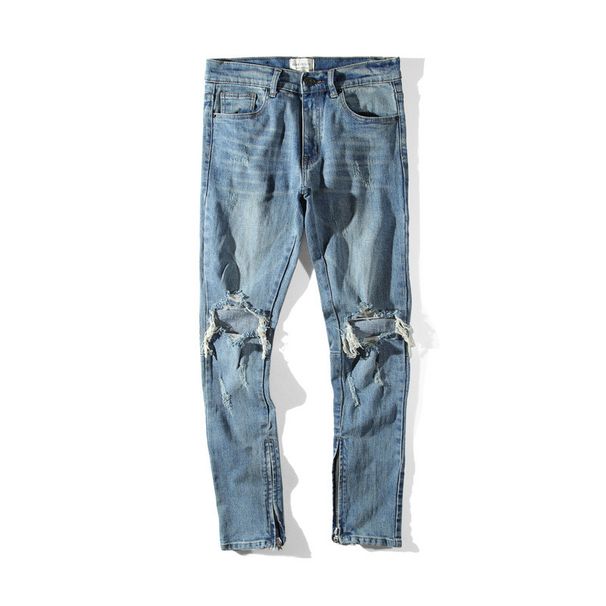 Men's Clothing High Street Knee Washed Hole Cat Whisker Jeans Beggar Pants Street Pants_mkmklike.com