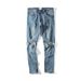 Men's Clothing High Street Knee Washed Hole Cat Whisker Jeans Beggar Pants Street Pants_mkmklike.com