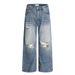 American High Street Distressed Vintage Jeans Men's Washed Gradient Wide-Leg Loose Straight Pants Trendy_mkmklike.com