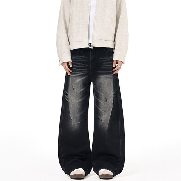 LKTM Men's Ripped And Distressed Jeans American Style Cutout Scimitar Design Deconstructed Silhouette Pants for Men And Women_mkmklike.com