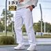 plus Size Men's Casual Loose Fit Jeans Breathable White Straight Leg Pants Simple Stylish European American Design_mkmklike.com