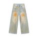 EF JEANS | 2024 New American High Street Old And Dirty Retro Wide-leg Jeans Straight Wide-leg Trousers_mkmklike.com