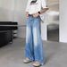 Classic American Washed Denim Jeans For Men & Women - Relaxed Fit Straight Leg Wide Trousers With Cleanfit Style_mkmklike.com