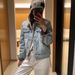 Denim Jackets & Coats Plaid Lined Thick Lambswool Quilted Denim Jacket Washed Cotton Autumn Winter 5023 Women_mkmklike.com