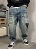 Spring And Autumn American Casual Ruffian Handsome Washed Retro Tooling Jeans Men's Straight Loose High Street Tapered Pants Tide_mkmklike.com