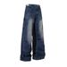 Spray Paint White Workwear Denim Men Oversize Hip Hop Trendy Wrinkled Frayed Loose Wide-Leg Straight Pants_mkmklike.com