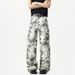 Suitable For All Seasons Gray White American Camouflage Jeans Men's Trendy High Street Hip Hop Straight Loose Wide Leg Long Pants_mkmklike.com