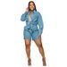 AL250 Women's Denim Suit Jacket And Shorts Two-Piece Set For Autumn_mkmklike.com